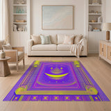 Vibrant Purple Smiley Face Cartoon Rug