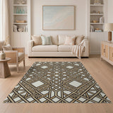 Cream Beige Geometric Lattice Area Rug