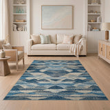 Blue Teal Heritage Tribal Geometric Heritage Tribal Area Rug
