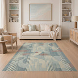 Teal Abstract Stripe Woven Area Rug