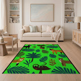 Whimsical Jungle Animals Cartoon Area Rug