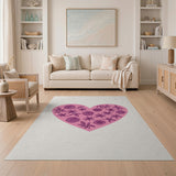 Pink Pink Floral Heart Area Rug