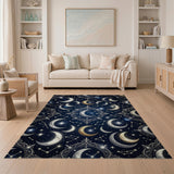 Ornate Celestial Moons Stars Area Rug