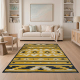 Yellow Bold Yellow Southwestern Geometric Area Rug