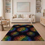 Vibrant Rainbow Tribal Mandala Area Rug