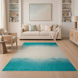 Blue and Teal Teal Halftone Gradient Area Rug