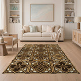 Ornate Brown Persian Tile Area Rug