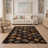 Brown Tan Woven Geometric Area Rug