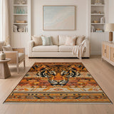Bold Orange Tiger Face Southwestern Rug