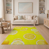Sunny Yellow Sunny Lemon Slices Yellow Area Rug