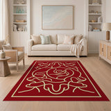 Elegant Red Persian Rose Area Rug