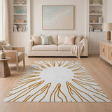 Geometric Modern Orange Sunburst Geometric Area Rug