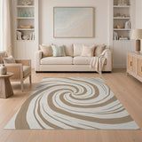 Hypnotic Beige Swirl Area Rug