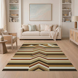 Brown Tan Geometric Mountain Stripe Rug