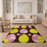 Playful Egg Tufted Area Rug in Yellow Pink Brown
