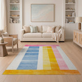 Vibrant Watercolor Stripe Multi-Color Area Rug