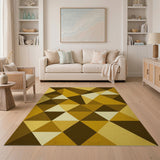 Yellow Geometric Triangle Area Rug