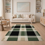 Green Black Buffalo Plaid Rustic Area Rug