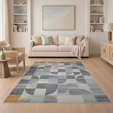 Abstract Geometric Modern Area Rug in Grey Yellow