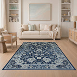 Navy Blue and Teal Navy Blue Persian Floral Area Rug