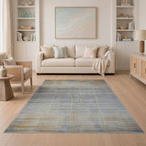 Grey Gold Geometric Line Area Rug