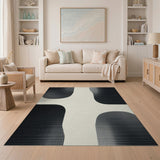 Black White Halftone Abstract Area Rug