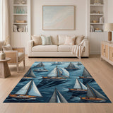Sailboat Regatta Ocean Waves Area Rug