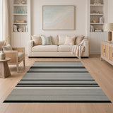Bold Black and White Bold Black White Striped Woven Rug