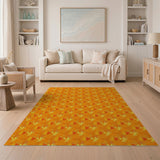 Vibrant Orange Starburst Geometric Rug