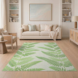 Floral Vintage Lush Green Fern Fronds Area Rug