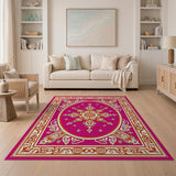 Ornate Magenta Medallion Persian Rug