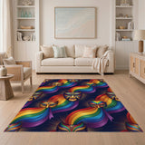 Vibrant Rainbow Carnival Mask Area Rug