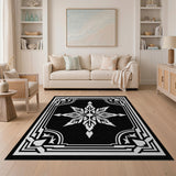 Ornate Snowflake Black White Geometric Area Rug