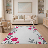 Pink Floral Branch Corner Area Rug