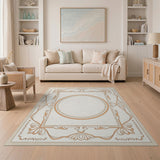 Elegant Ornate Floral Beige Area Rug