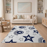 Navy Stars Crescent Moons Kids Area Rug