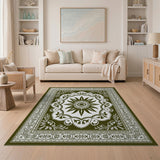 Elegant Olive Green Persian Medallion Area Rug