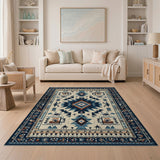 Southwestern Blue Teal Geometric Area Rug