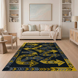 Yellow Grey Arrow Geometric Tribal Rug