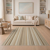 Beige Brown Vertical Striped Area Rug