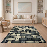 Grey Woven Basket Weave Area Rug