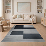 Bold Black White Geometric Black and White Area Rug