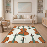 Orange Violin Pattern Area Rug