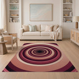 Pink Layered Concentric Circles Geometric Rug