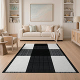 Black and White Black White Buffalo Check Rustic Area Rug