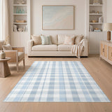 Geometric Modern Blue Checkered Washable Area Rug