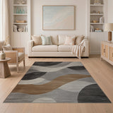 Abstract Area Grey Abstract Grey Wave Area Rug