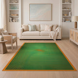 Green Orange Swirl Geometric Area Rug