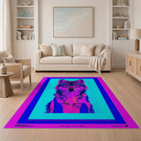 Neon Wolf Portrait Area Rug