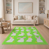 Adorable Cartoon Bunny Meadow Area Rug